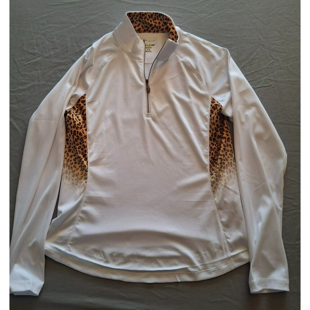 Greg Norman 1/4 Zip Pullover Womens Medium Plaid Golf Shirt Solar XP Play Dry